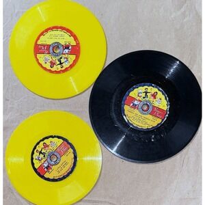 Lot of 3 Vintage Cricket Records Bonus Play Childrens 7 Inch Vinyl Yellow Black